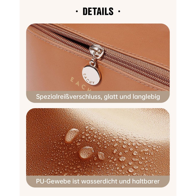 EACHY Women's Cosmetic Bag, PU Leather Makeup Bag with Transparent