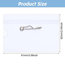 150 Pcs Name Tags with Pins ID Clear Plastic Badge Holder Pin Style Name Badge Holders with Inserts ID Card Plastic Badges Sleeve, 2.44 x 3.58 Inch (Silver Clip)
