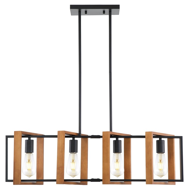 35.4" Kitchen Island Lighting,4 - Light Dining Room Farmhouse Chandelier,Black