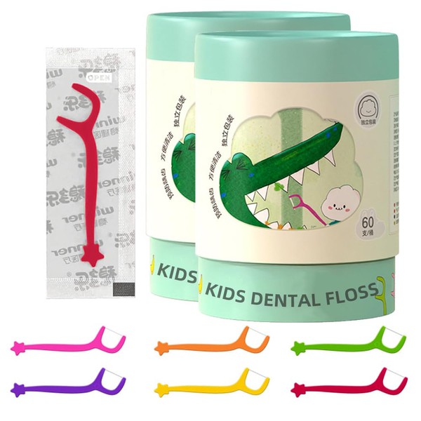 6 Fruit Flavors Kids Floss, Dental Care Floss Picks for