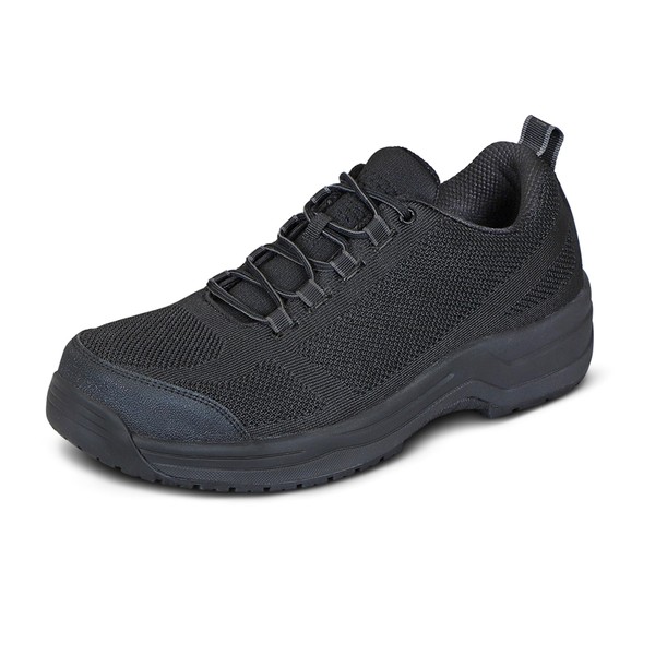 Orthofeet Men's Orthopedic Black Comp-Toe Cobalt Work Shoes, Size 12 Wide