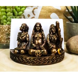 Ebros Triple Moon Goddess Maiden Mother Crone Pentagram Business Card Holder