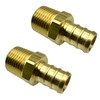 (2 Pack) Brass 1/2” PEX to 3/8” NPT Male Connector