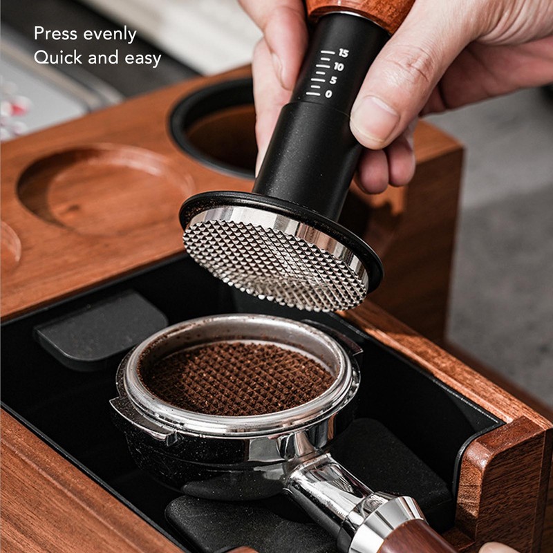 Coffee Tamper Spring Loaded Tamper Calibrated Coffee Tamper Wood Handle