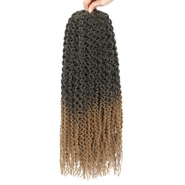 Curly Senegalese Twist Crochet Hair 18 Inch Pre-twisted Crochet Braids Hair with Straight Ends, Synthetic Crochet Braiding for Black Women(1B/27,18 Inch)