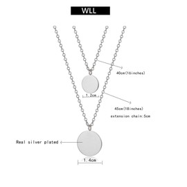 WLL Bohemia Double Gold Layered Chain Necklace Dainty Disc Round Sequin Coin Necklace for Women Simple Choker Jewelry Gift(A:Layer Double Coin-Silver)
