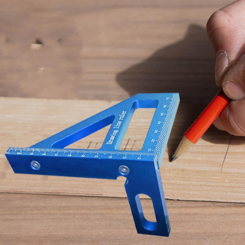 3D Woodworking Square Protractor,Triangle Ruler Scriber,45/90 Degree Carpenter Square Aluminum