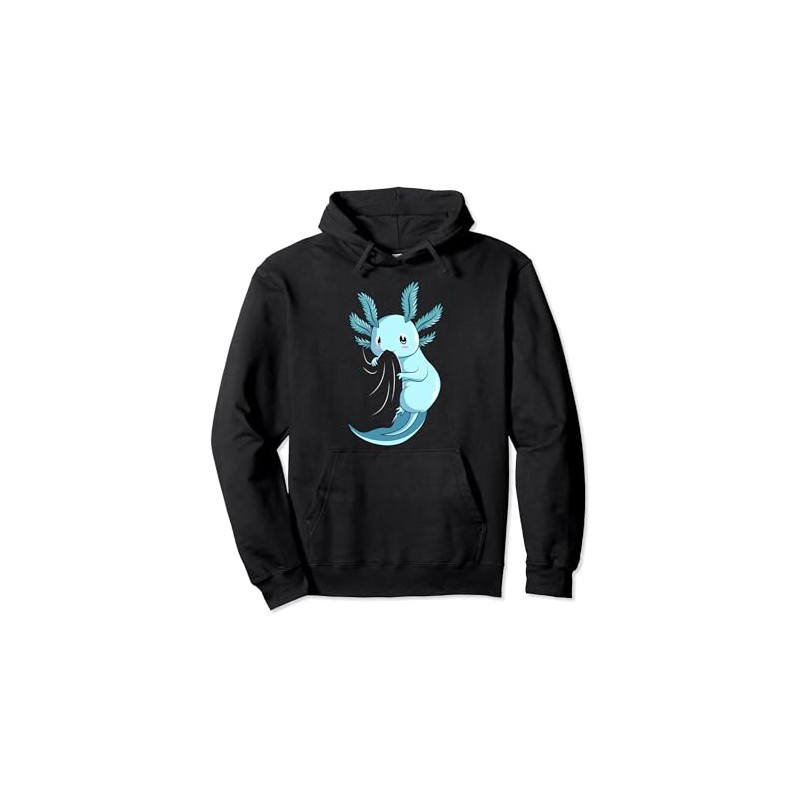 Blue Axolotl Salamander Kids Women Girls Pullover Hoodie, black