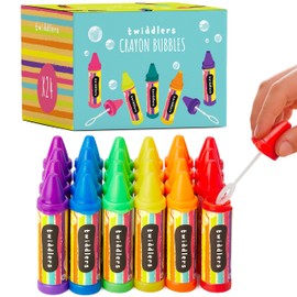 The Twiddlers 24 Pack 6 Colors Non-Toxic Mini Bubbles Party Favors for Kids | Crayon Bubble Wands for Birthday Party Fvaors, Preschool, Goodie Bag Fillers