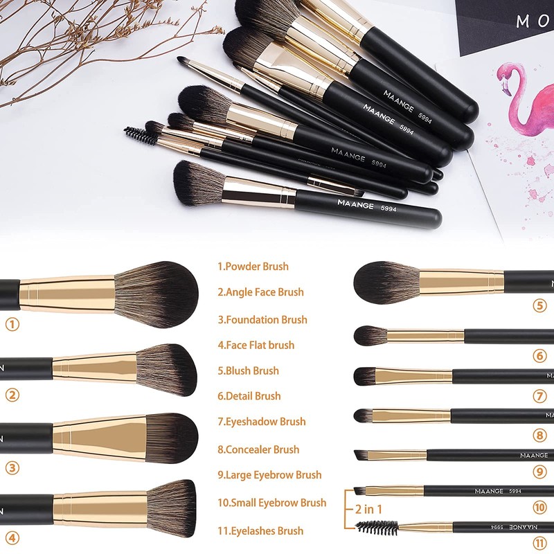 Brochas de Maquillaje Set 10 PCs Profesional Kit de Pinceles