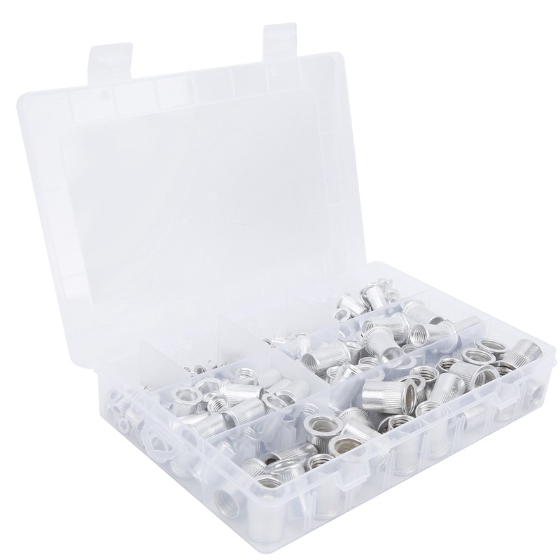175pcs Rivet Nut Set Flat Head Aluminium Nutsert Assortment with