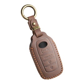 FT FUNTOR para Funda de Llave de Toyota, Protector de Llave de Auto de Cuero Compatible con Toyota Tundra Venza Sequoia Corolla Cross Grand Highlander Land Cruiser, 4 Botones (Marrón)