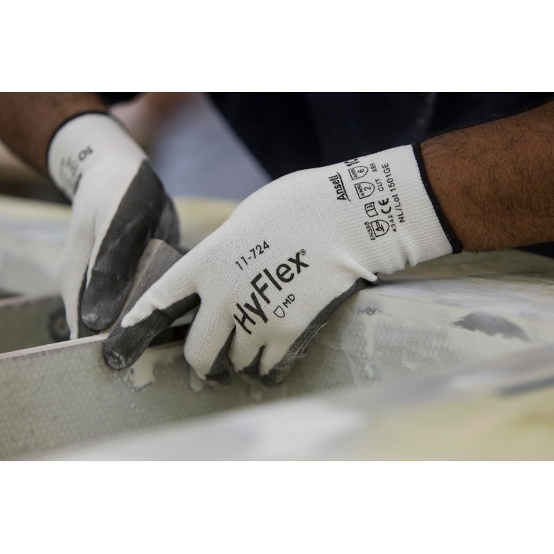 Ansell HyFlex 11-724 Cut protection gloves, mechanical protection, White, Size