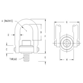 Actek 46104 Safety Swivel Hoist Ring | 3/8 Inch U-Bar Diameter | 5/16” - 18 Thread Size | 0.54-Inch Thread Protrusion | 800 Lb. Rated Load | Aircraft Quality Alloy