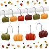 Yungyan 12 Pcs Fall Pumpkin Shower Curtain Hooks Thanksgiving Curtain