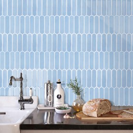 Commomy Thicker Blue Peel and Stick Backsplash - 10 pcs of 12" x 12" - 3D Adhesive Peel and Stick Tiles Backsplash for Kitchen, Bathroom, Removable, Waterproof, Vinyl Wall Tile