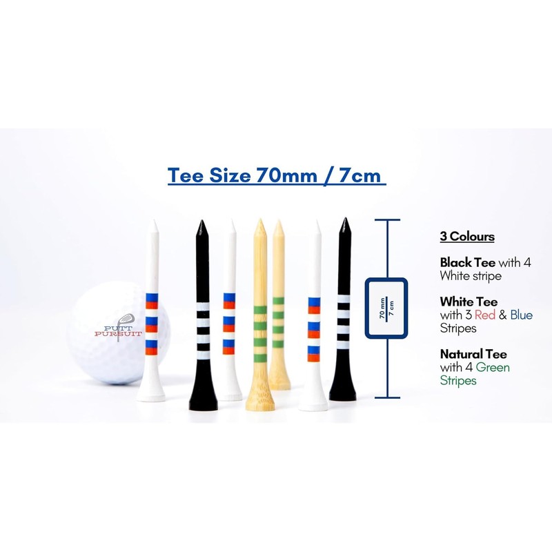 Putt Pursuit 7cm/ 70 mm Golf Tees (25 Pack) -