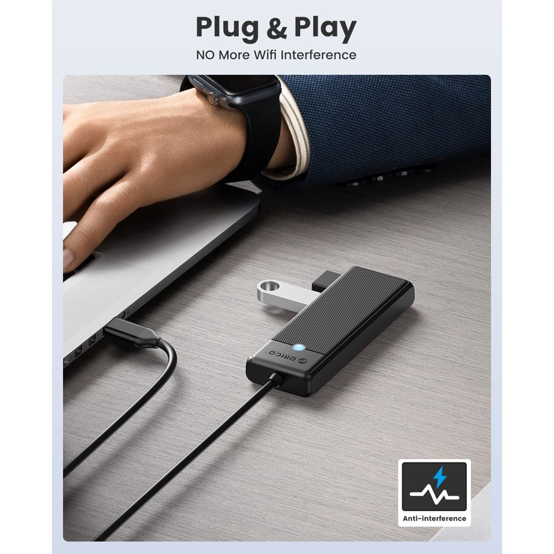 USB Hub, ORICO 4 Ports USB Hub 3.0 USB Adapter,