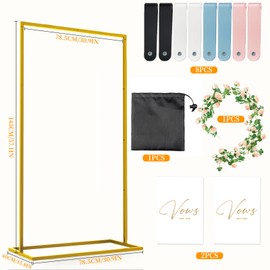 Wedding Welcome Sign Stand, 57x31x15"Welcome to Our Wedding Sign Stand with Leather Straps, Flower Vine, Vow Card, Wedding Sign Holder, Heavy Duty Floor Easel Stand for Sign for Wedding Birthday