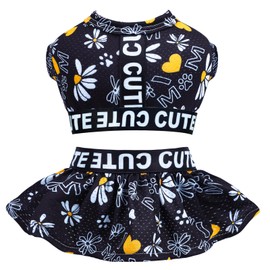CuteBone Two Piece Dog Sports Dress Athleisure Puppy Skirt Lightweight Small Dogs Girl Clothes Cat Apparel SPS14XS