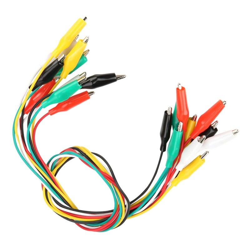 Crocodile Clip Cable, 10pcs 50cm Dual Ended Alligator Clips Test