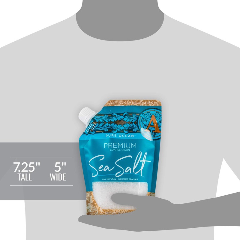 SaltWorks Premium Sea Salt, Coarse, Artisan Pour Spout Pouch, Pure
