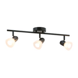 XiNBEi Lighting Track Light, 3 Light Kitchen Ceiling Light with Glass, Modern Black Track Bar Lighting XB-TR1237-3-MB