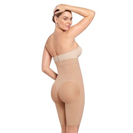 Leonisa Tummy Control Shapewear Short for Women with High Waisted and Butt Lifter Beige
