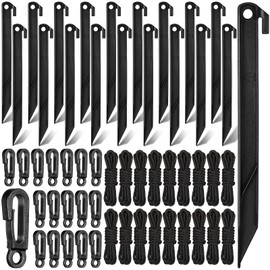 Yinkin 18 Sets Inflatable Stakes Replacement Yard Inflatable Plastic Stakes and Tethers for Christmas Lawn Tents Pegs Outdoor Camping Canopy(Black)