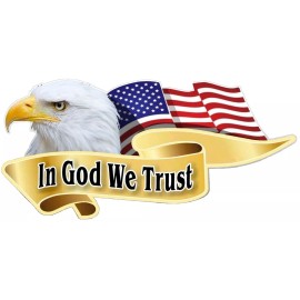 IN GOD WE TRUST AMERICAN BALD EAGLE BUMPER STICKER TOOLBOX STICKER HARDHAT