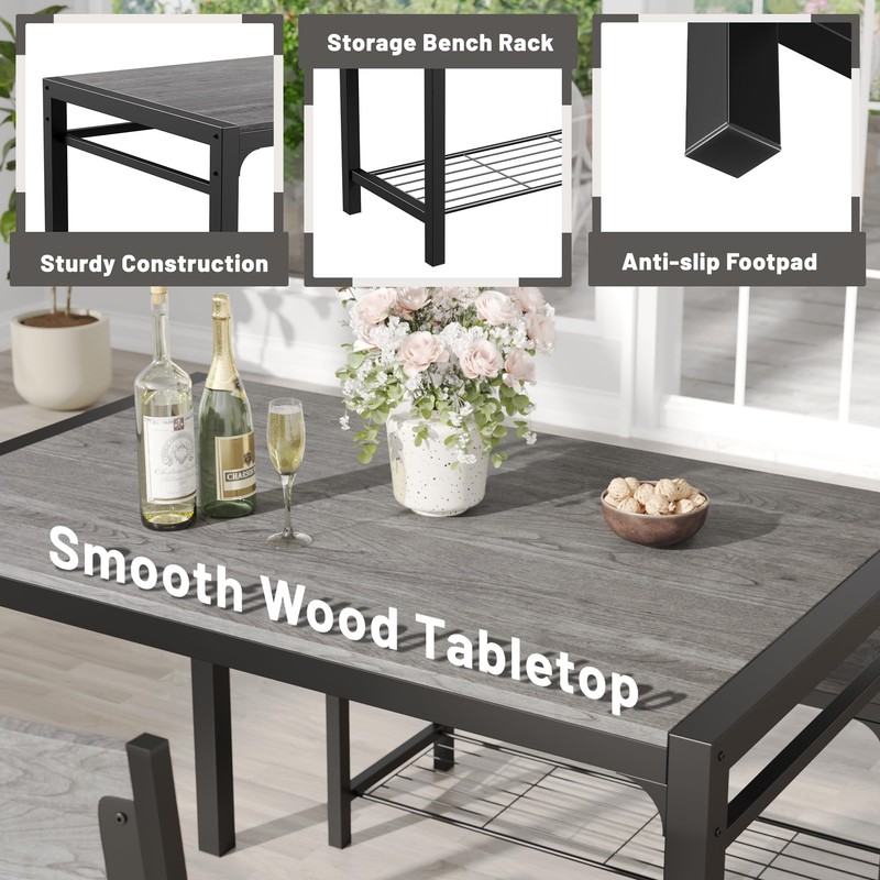 JUMMICO 43.3" Dining Table Set for 4, Kitchen Table with