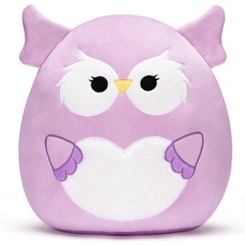 Colliyarko Original 12.5-inch Large Owl Plush Pillow Stuffed Animal Toy,Big Cute Soft Toys Fat Cuddle Adorable Plushie Toy,Gift for Kids Girls Boys