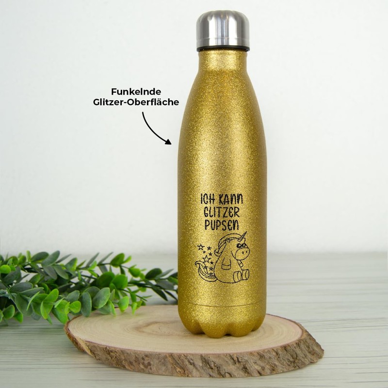 Stainless Steel Glitter Drinking Bottle | I Can Pupsen Glitter