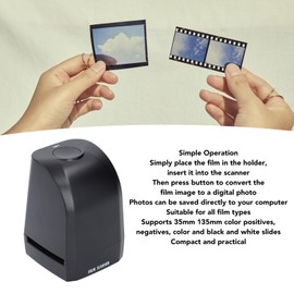 Film Scanner to Digital, Portable Photo Scanner, Convert Color & Negative & 35mm 135mm Black and White Slides to Digital Photos, Slide & Negative Scanners (Black)