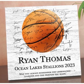 Broad Bay Basketball Plaque Custom Recognition Award Players MVP - Senior Season End Gift - Solid Wood - Free-Standing or Wall-Hanging - 10.5x10.5 Inches