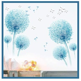 COVPAW® Wall Sticker XXL Dandelion Blue Dandelion Wall Sticker Mural Pictures Living Room Bedroom Decoration