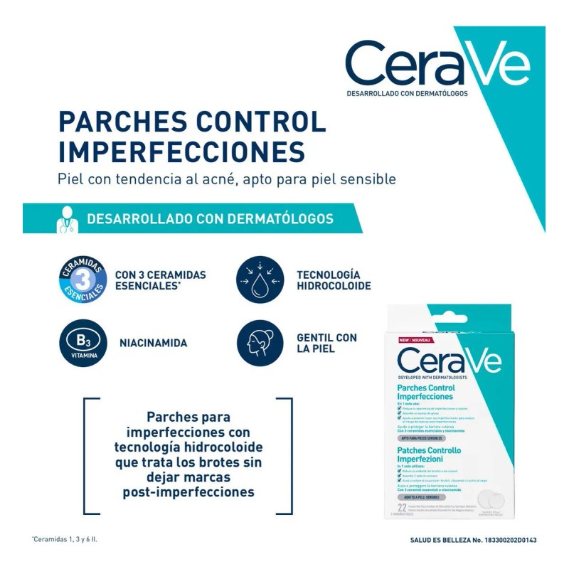 Cerave Parches Control Imperfeccion 22p Piel Tendencia Acné