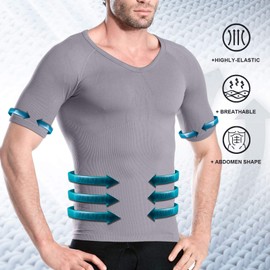 HÖTER Mens Slim and Tight Super Soft Compression & Slimming Shaper V-Neck Compression Shirt