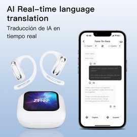 ZIHNIC S16A - Auriculares de traducción multimodo con traducción en tiempo real, visualización táctil LED inteligente, sonido transparente, resistente al agua IPX5, perfecto para viajes y reuniones de