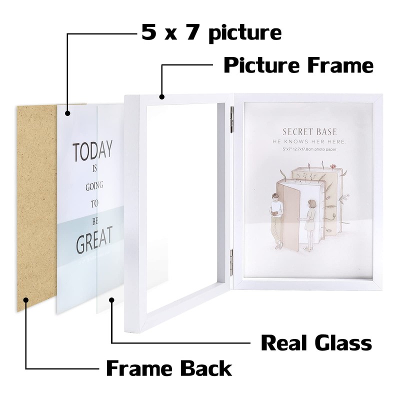 ORIVAN 2 Pack 5x7 Double Picture Frames Hinged Folding Photo