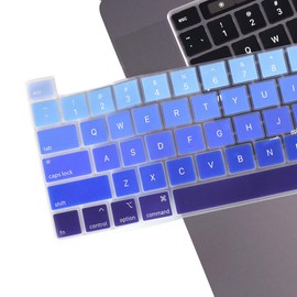 WYGCH Rainbow Silicone Keyboard Cover Skin for MacBook Pro 16 inch A2141 2019 2020 Pro 13.3 inch A2338 M1/A2251/A2289 with Touch Bar and Touch ID US Version,Ombre Blue