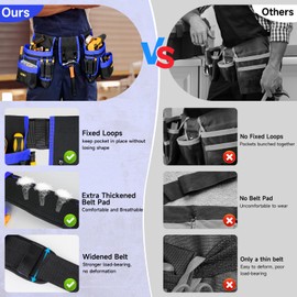 Tool Belt,Magnetic Tool Pouch,27-Pockets Heavy Duty Tool Belts for Men,Detachable Tool Pouch Bag for Electrician,Carpenter,Construction,Work Apron,Utility Belt,Valentines Day Gifts for Men,Black,Blue