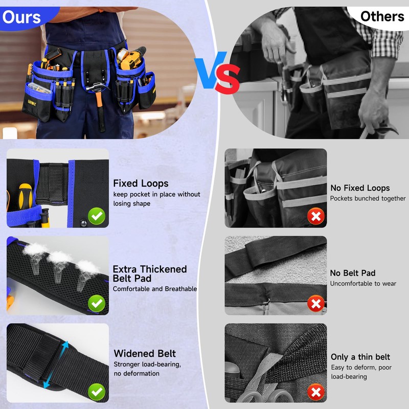 Tool Belt,Magnetic Tool Pouch,27-Pockets Heavy Duty Tool Belts for Men,Detachable