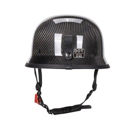 Vintage Motorcycle Half Helmet, Carbon Fiber Open Face Retro Motorcycle Helmets, German Style Half Shell Dot Helmet (Gloss Black,XXL)