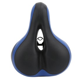 Bike Saddle Microfiber Leather HollowCarved Shock Absorber Mountain Bike Saddle Seat(Black Blue )