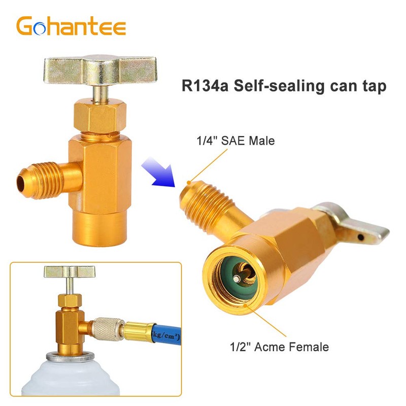 R134a Recharge Hose Kit with Gauge, 51'' AC Refrigerant Recharging