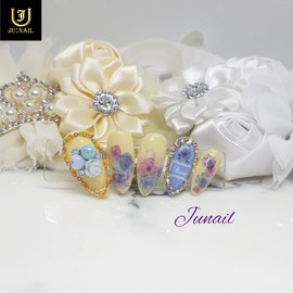 Retro Flower Handmade Nail Tips - Long Oval / 레트로플라워 수제네일팁 - 롱오발