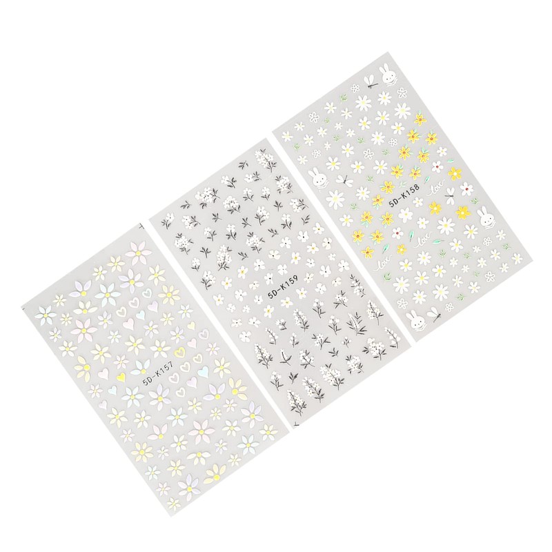 Pegatinas para Decoración de Uñas, 3 Unidades, Autoadhesivas, Flor de