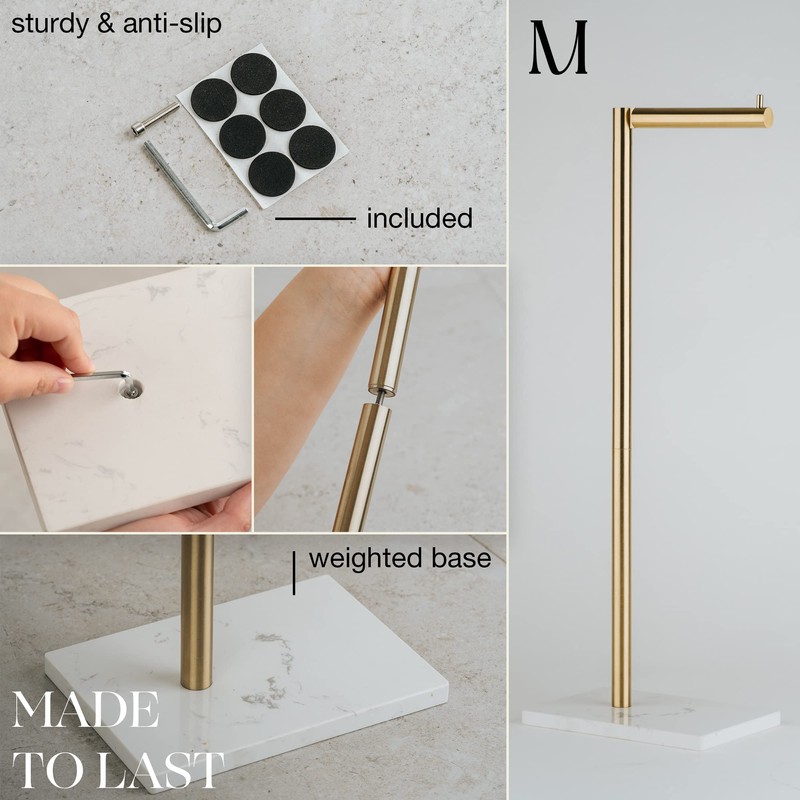 MARMOLUX ACC Free Standing Gold Toilet Paper Holder Stand White