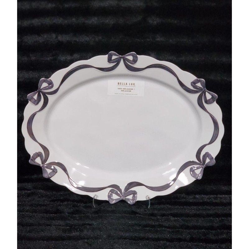 Bella Lux 4 Black Coquette Ribbon Bows on White Melamine